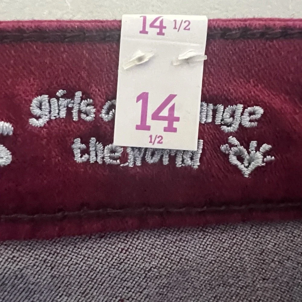 Justice Girls Premium Deep Red Skinny Jeans Size 14 Plus Stretch Low Rise‎ NWT